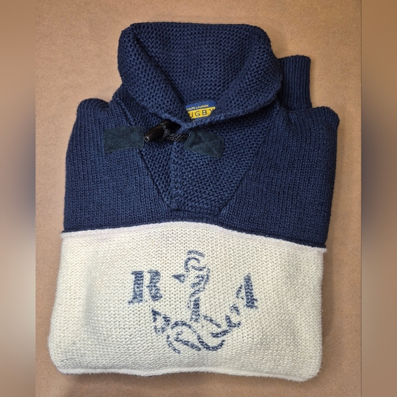 Rugby Ralph Lauren Navy and Cream Turtleneck Sweater